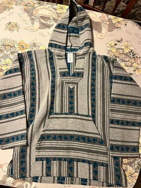 Disney Gray and Teal Hooded Baja Sweater